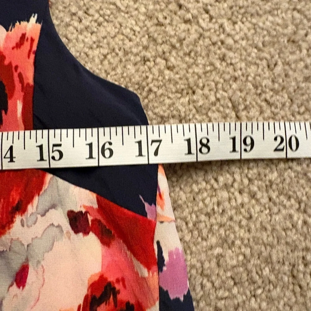 Kate Spade Blue Red Watercolor Floral Silk Sleeveless V-neck Relaxed Fit Top 4
